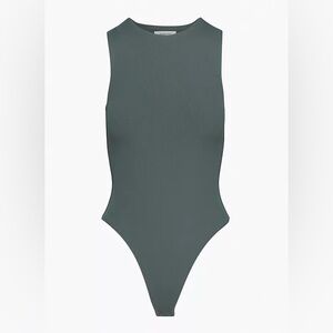 Aritzia Babaton Contour Rib Muscle Bodysuit Smoky Emerald Green Size L NWT